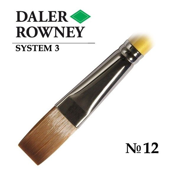 Daler-Rowney System3 Long Flat Brush SY44/Size 12 | Reliance Fine Art |Acrylic BrushesAcrylic Paint BrushesDaler Rowney System3 Brushes