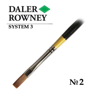 Daler-Rowney System3 Long Flat Brush SY44/Size 2 | Reliance Fine Art |Acrylic BrushesAcrylic Paint BrushesDaler Rowney System3 Brushes
