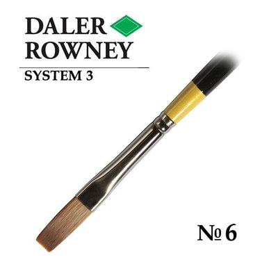 Daler-Rowney System3 Long Flat Brush SY44/Size 6 | Reliance Fine Art |Acrylic BrushesAcrylic Paint BrushesDaler Rowney System3 Brushes