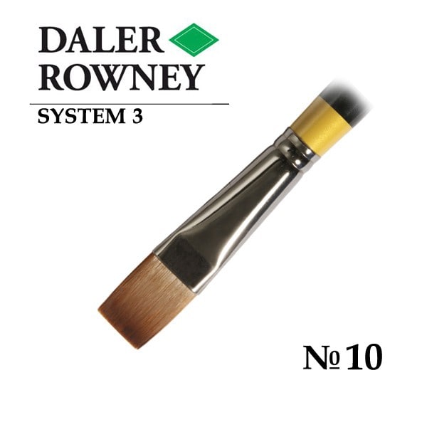 Daler-Rowney System3 Long Handle Bright Brush SY41/Size 10 | Reliance Fine Art |Acrylic BrushesAcrylic Paint BrushesDaler Rowney System3 Brushes