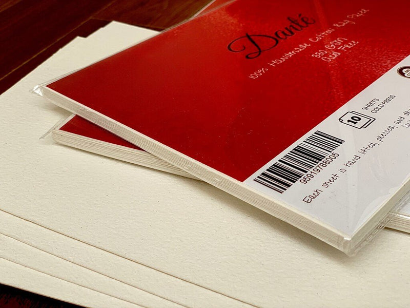 Dante 100% Cotton Rag 330 GSM Handmade Watercolor Paper - A5 (14.8x21 cms) | Reliance Fine Art |A4 & A5Paper PacksPaper Packs A3
