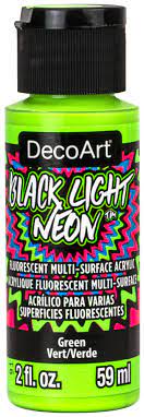Deco Art Black Light Neons 2Oz Green (BLN04-30) | Reliance Fine Art |Glow in the Dark Paints
