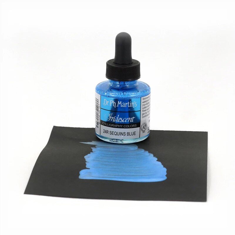 Dr. Ph Martins Iridescent Calligraphy Colors Sequins Blue 30 ML | Reliance Fine Art |Artist InksPH Martins Iridescent Calligraphy Inks