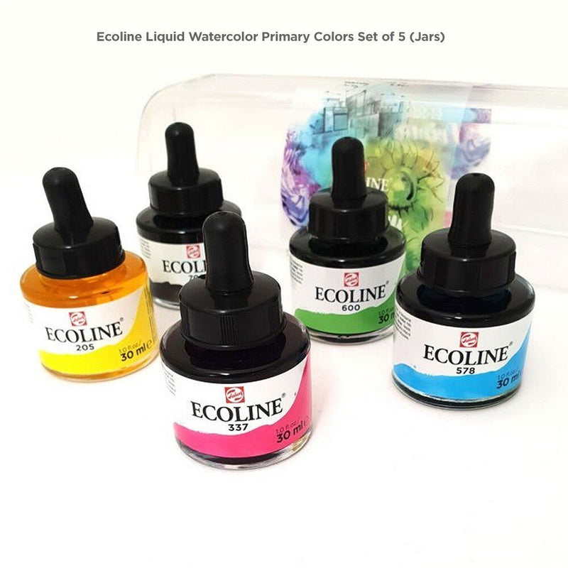 Ecoline Ink Primary Colour Set of 5X30ml - From Royal Talens | Reliance Fine Art |Artist InksWatercolor Paint