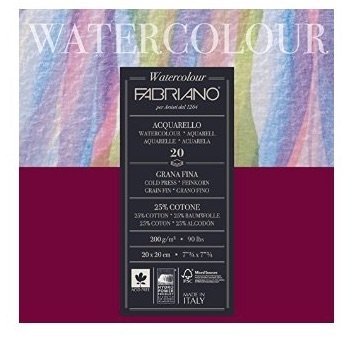 Fabriano Watercolour Pad Cold Pressed 200gsm 20x20cm | Reliance Fine Art |Fabriano Watercolor PaperSketch Pads & PapersWatercolor Blocks and Pads