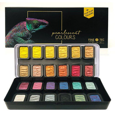 FINETEC 24 Pearlescent Artist Mica Water Colours (F2400) | Reliance Fine Art |FINETEC WatercolorsWater ColorWatercolor Paint