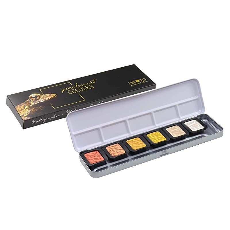 FINETEC 6 Pearlescent Artist Mica Water Colours (F0600) | Reliance Fine Art |FINETEC WatercolorsWater ColorWatercolor Paint