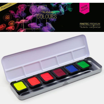 FINETEC 6 Premium Neon Water Colours (FN9000) | Reliance Fine Art |FINETEC WatercolorsWater ColorWatercolor Paint