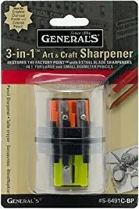 General Pencil 3-In-1 Art & Craft Sharpener (S6491CBP) | Reliance Fine Art |Art Tools & AccessoriesCharcoal & Graphite