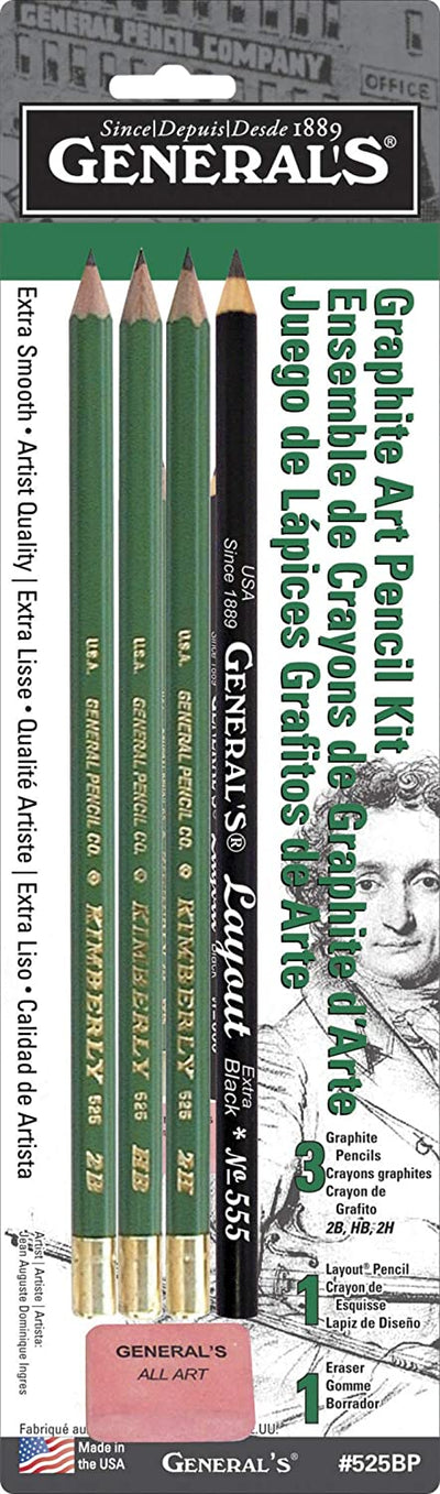 General’s Kimberly Graphite Pencil Blister Pack of 5 (525BP) | Reliance Fine Art |Charcoal & GraphiteSketching Pencils Sets