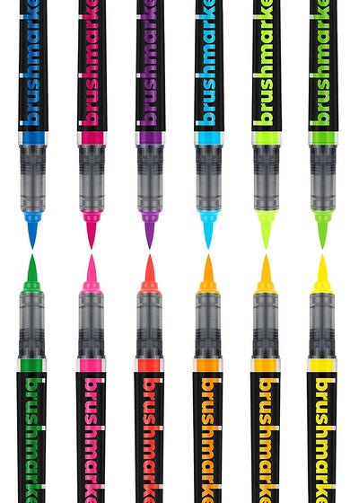 Karin Brushmarker PRO 12 Neon Colors Set (27C12) | Reliance Fine Art |Illustration Pens & Brush PensMarkers