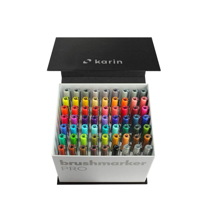 Karin Brushmarker Pro Mega Box 60 Colour + 3 blenders (27C7) | Reliance Fine Art |Illustration Pens & Brush PensMarkers