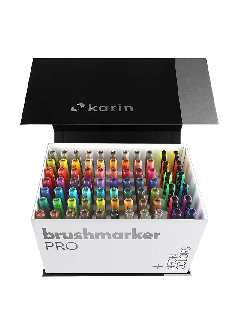 Karin Brushmarker Pro Mega Box 72 Colors + 3 Blenders Set (27C13) | Reliance Fine Art |Illustration Pens & Brush PensMarkers