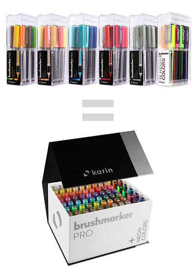 Karin Brushmarker Pro Mega Box 72 Colors + 3 Blenders Set (27C13) | Reliance Fine Art |Illustration Pens & Brush PensMarkers