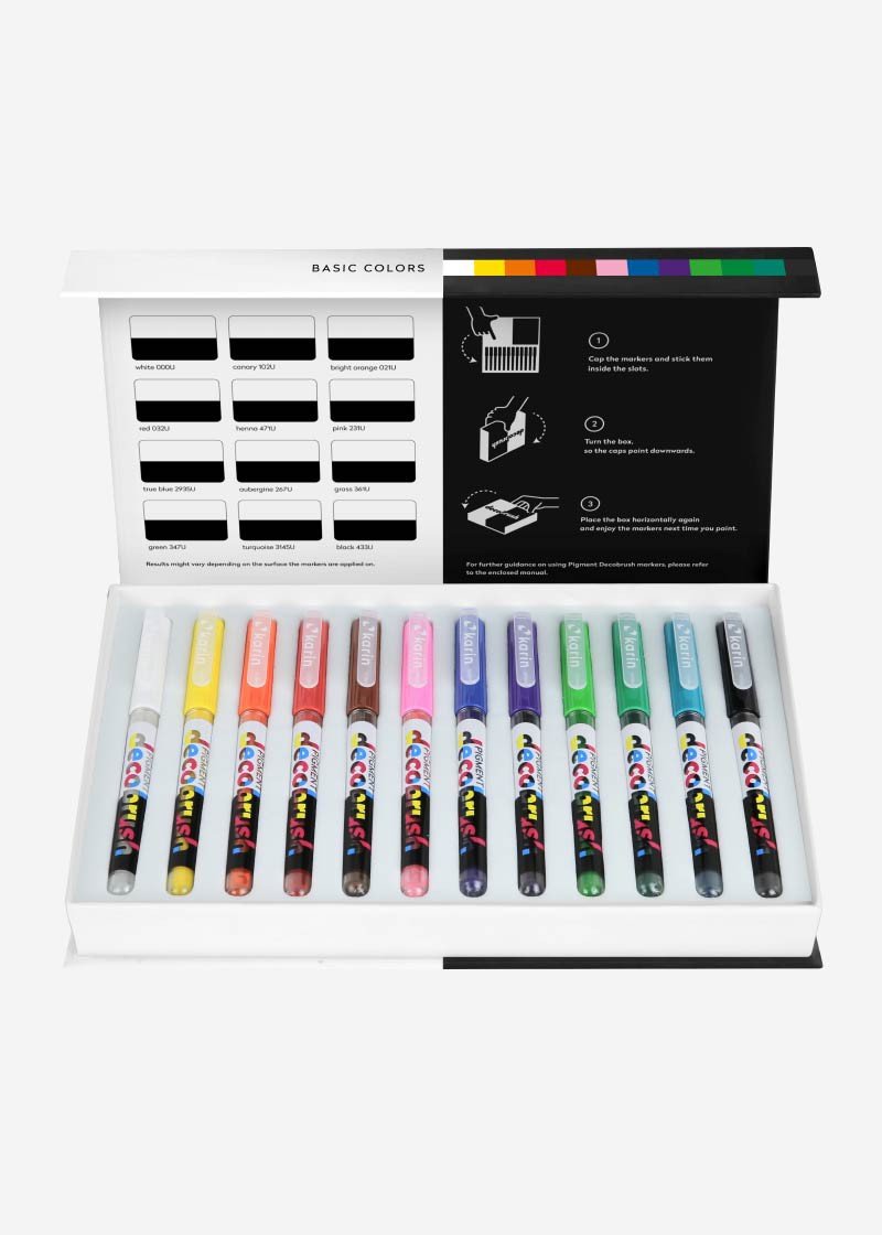 Karin PIGMENT decobrush Basic Colors Collection (29C1) | Reliance Fine Art |Illustration Pens & Brush PensMarkersPaint Markers
