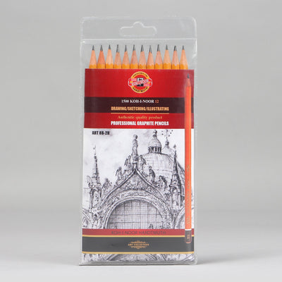 KOHINOOR 12 ART QUALITY GRAPHITE PENCILS WALLET SET 8B-2H (1502/II/W) | Reliance Fine Art |Charcoal & Graphite