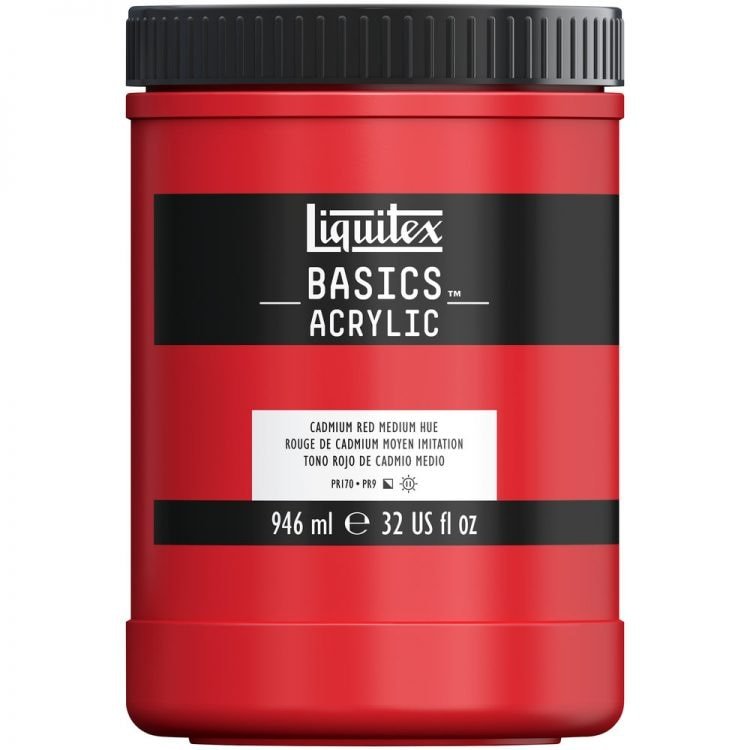 Liquitex Basics Acrylic Paint Cadmium Red Medium Hue 946 ML (151) | Reliance Fine Art |Acrylic PaintsLiquitex Basics Acrylic Paint 946 ML
