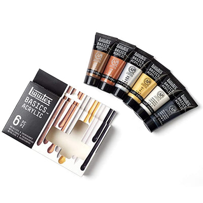 Liquitex Basics Acrylic Set of 6 - Metallics (6x22 ML) | Reliance Fine Art |Acrylic Paint SetsPaint Sets