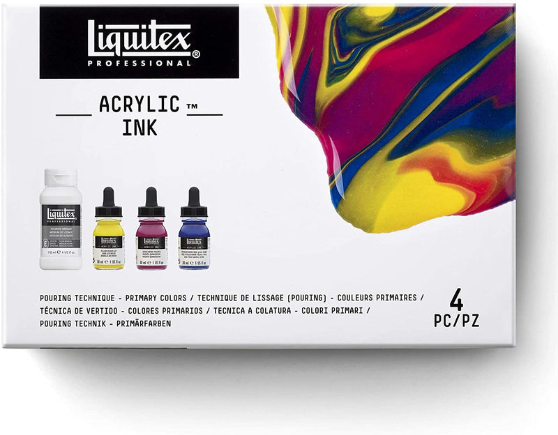Liquitex Professional Acrylic Ink, Pouring Technique Set with Primary Colors | Reliance Fine Art |Acrylic Paint SetsPaint SetsResin and Pouring Mediums & Sets