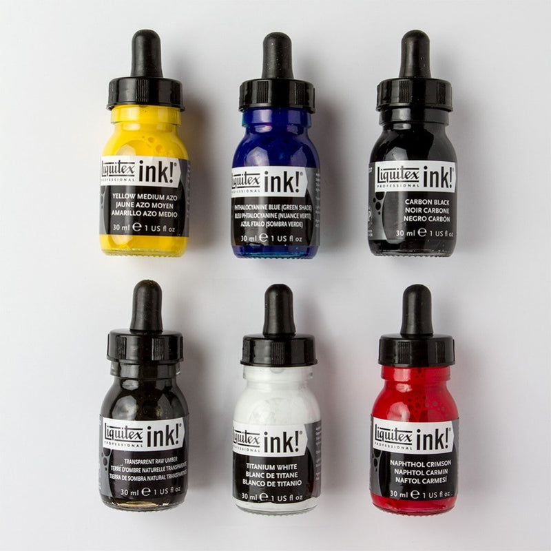 Liquitex Professional Acrylic Ink Set of 6 - Essentials Colours | Reliance Fine Art |Acrylic Paints