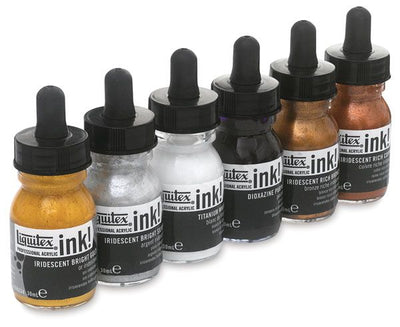 Liquitex Professional Acrylic Ink Set of 6 - Metallic Colours | Reliance Fine Art |Artist Inks