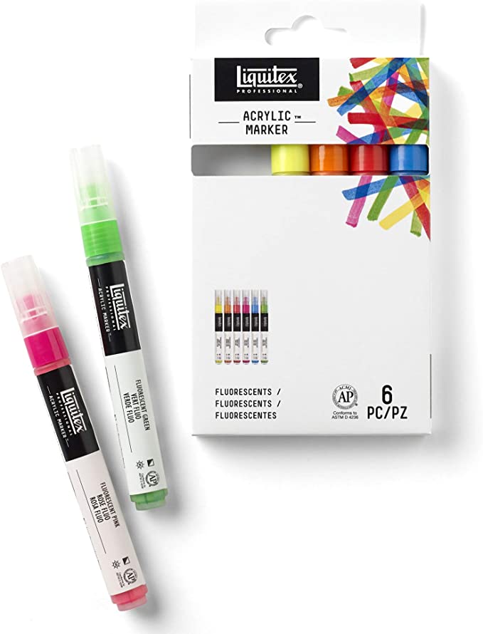 Liquitex Professional Fluorescent Paint Marker 2-4 mm (Set of 6) | Reliance Fine Art |Illustration Pens & Brush PensMarkersPaint Markers