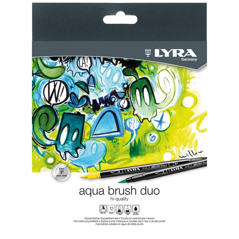 Lyra Aqua Brush Duo Double Ended Brush Pen Set of 36 (L6521360) | Reliance Fine Art |Illustration Pens & Brush Pens