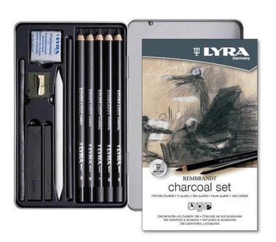 LYRA Rembrandt Charcoal Set 11 Pcs Metal Box (L2051112) | Reliance Fine Art |Charcoal & GraphiteSketching Pencils Sets