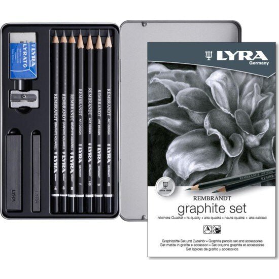 LYRA Rembrandt Graphite Set 11 Pcs Metal Box (L2051111) | Reliance Fine Art |Charcoal & GraphiteSketching Pencils Sets