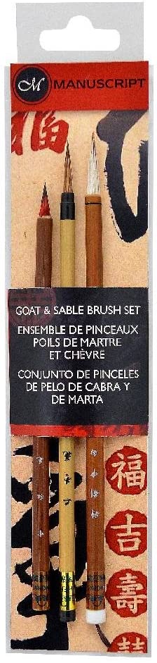 Manuscript Sable & Goat Hair Calligraphy Brush Set of 3 (MCR8125A-A) | Reliance Fine Art |Brush SetsCalligraphy & Lettering