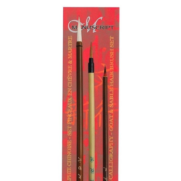 Manuscript Sable & Goat Hair Calligraphy Brush Set of 3 (MCR8125A-A) | Reliance Fine Art |Brush SetsCalligraphy & Lettering