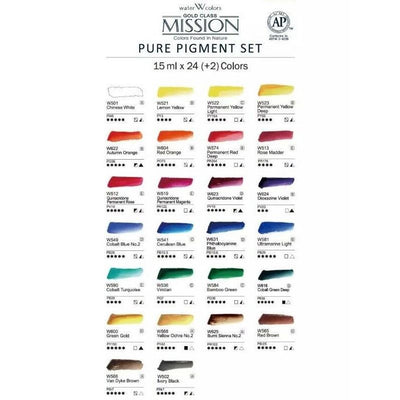 Mijello Mission Gold Class Pure Pigment Set (15ML X17 Colors) | Reliance Fine Art |Mijello Mission Gold WatercolorPaint SetsWatercolor Paint