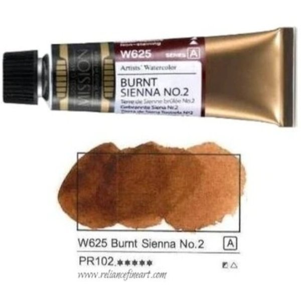 Mission Gold Watercolor 15ml - Burnt Sienna 2 (W625) Series A | Reliance Fine Art |Mijello Mission Gold WatercolorWater ColorWatercolor Paint