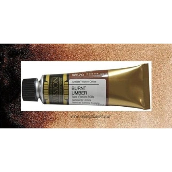 Mission Gold Watercolor 15ml - Burnt Umber (W570) Series B | Reliance Fine Art |Mijello Mission Gold WatercolorWater ColorWatercolor Paint
