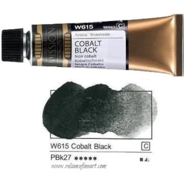 Mission Gold Watercolor 15ml - COBALT BLACK (W615) Series C | Reliance Fine Art |Mijello Mission Gold WatercolorWater ColorWatercolor Paint