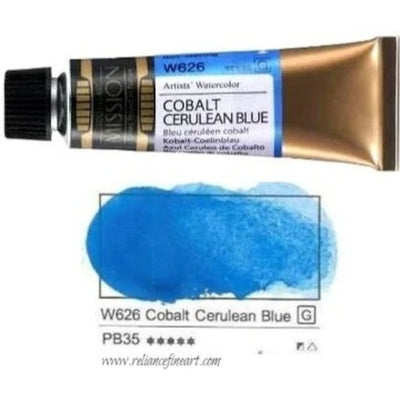 Mission Gold Watercolor 15ml - COBALT CERULEAN BLUE (W626) Series G | Reliance Fine Art |Mijello Mission Gold WatercolorWater ColorWatercolor Paint