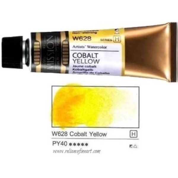 Mission Gold Watercolor 15ml - COBALT YELLOW (W628) Series H | Reliance Fine Art |Mijello Mission Gold WatercolorWater ColorWatercolor Paint