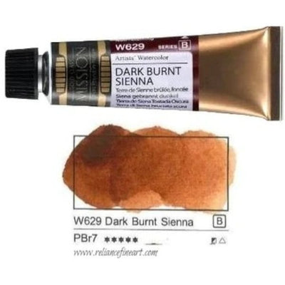 Mission Gold Watercolor 15ml - DARK BURNT SIENNA (W629) Series B | Reliance Fine Art |Mijello Mission Gold WatercolorWater ColorWatercolor Paint