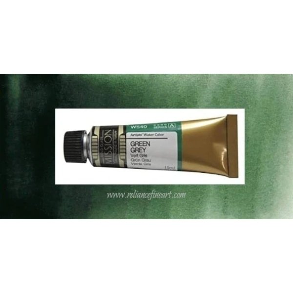 Mission Gold Watercolor 15ml - GREEN GREY (W540) Series A | Reliance Fine Art |Mijello Mission Gold WatercolorWater ColorWatercolor Paint