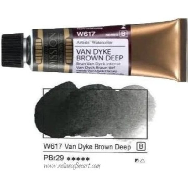 Mission Gold Watercolor 15ml - VANDYKE BROWN DEEP (W617) Series B | Reliance Fine Art |Mijello Mission Gold WatercolorWater ColorWatercolor Paint