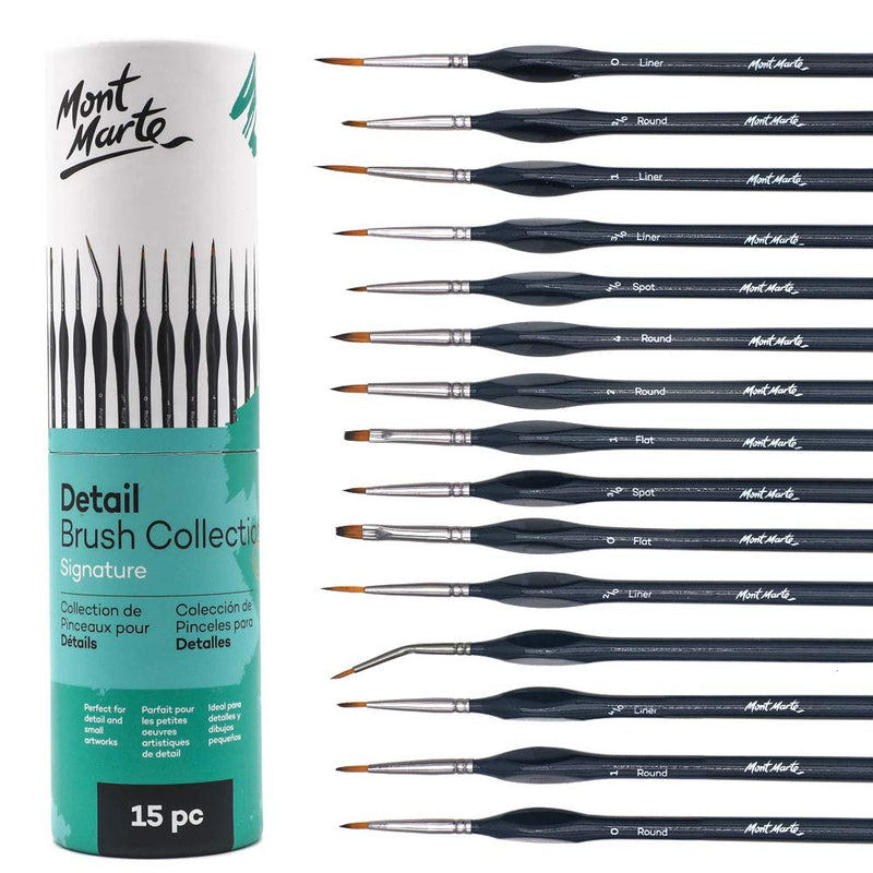 Mont Marte Detail Brush Collection 15pc (BMHS0046) | Reliance Fine Art |Brush Sets