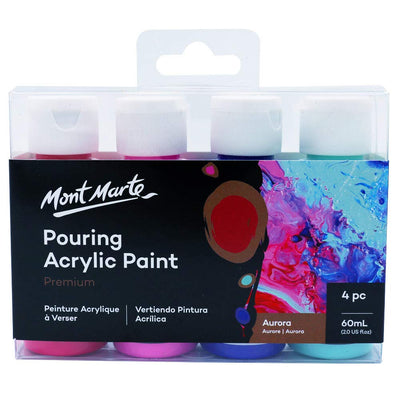 Mont Marte Pouring Acrylic 60ml 4pc - Aurora (PMPP4207) | Reliance Fine Art |Resin and Fluid ArtResin and Pouring Mediums & Sets