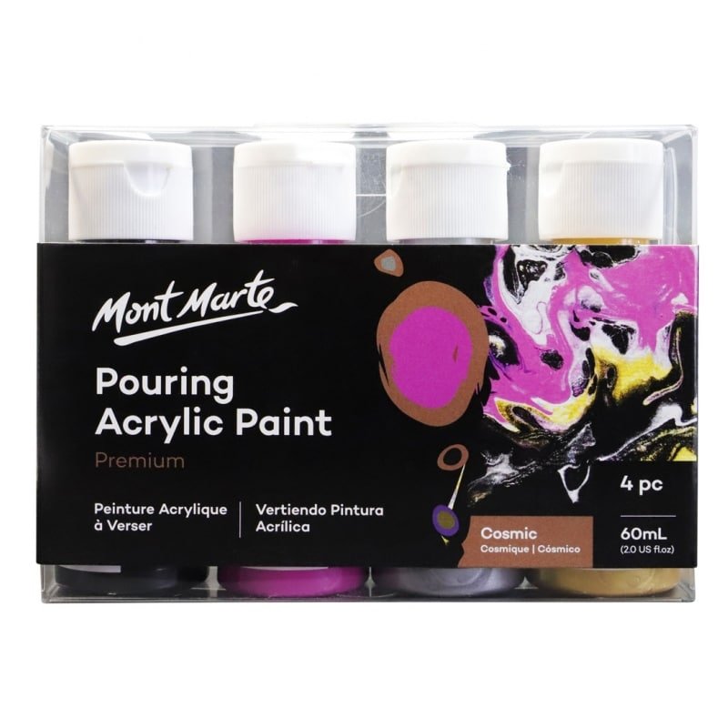 Mont Marte Pouring Acrylic 60ml 4pc - Cosmic (PMPP4203) | Reliance Fine Art |Resin and Fluid ArtResin and Pouring Mediums & Sets