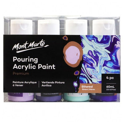 Mont Marte Pouring Acrylic 60ml 4pc - Ethereal (PMPP4202) | Reliance Fine Art |Resin and Fluid ArtResin and Pouring Mediums & Sets