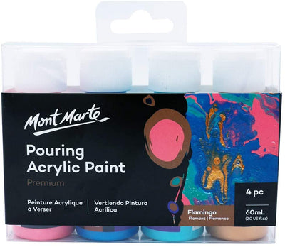 Mont Marte Pouring Acrylic 60ml 4pc - Flamingo (PMPP4204) | Reliance Fine Art |Resin and Fluid ArtResin and Pouring Mediums & Sets