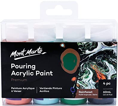 Mont Marte Pouring Acrylic 60ml 4pc - Rainforest (PMPP4205) | Reliance Fine Art |Resin and Fluid ArtResin and Pouring Mediums & Sets