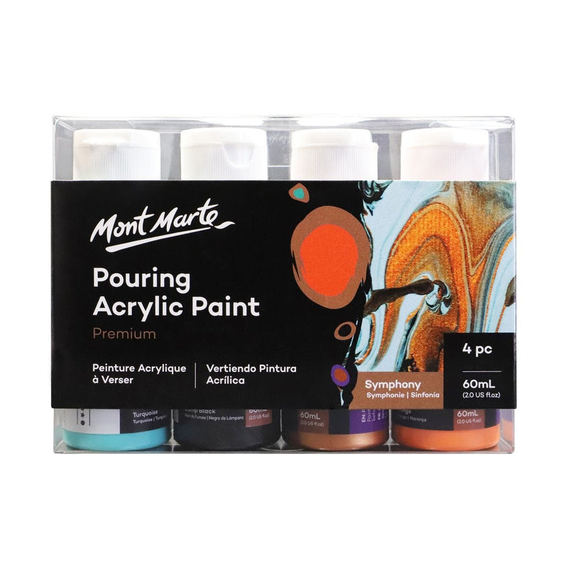 Mont Marte Pouring Acrylic 60ml 4pc - Symphony (PMPP4201) | Reliance Fine Art |Resin and Fluid ArtResin and Pouring Mediums & Sets