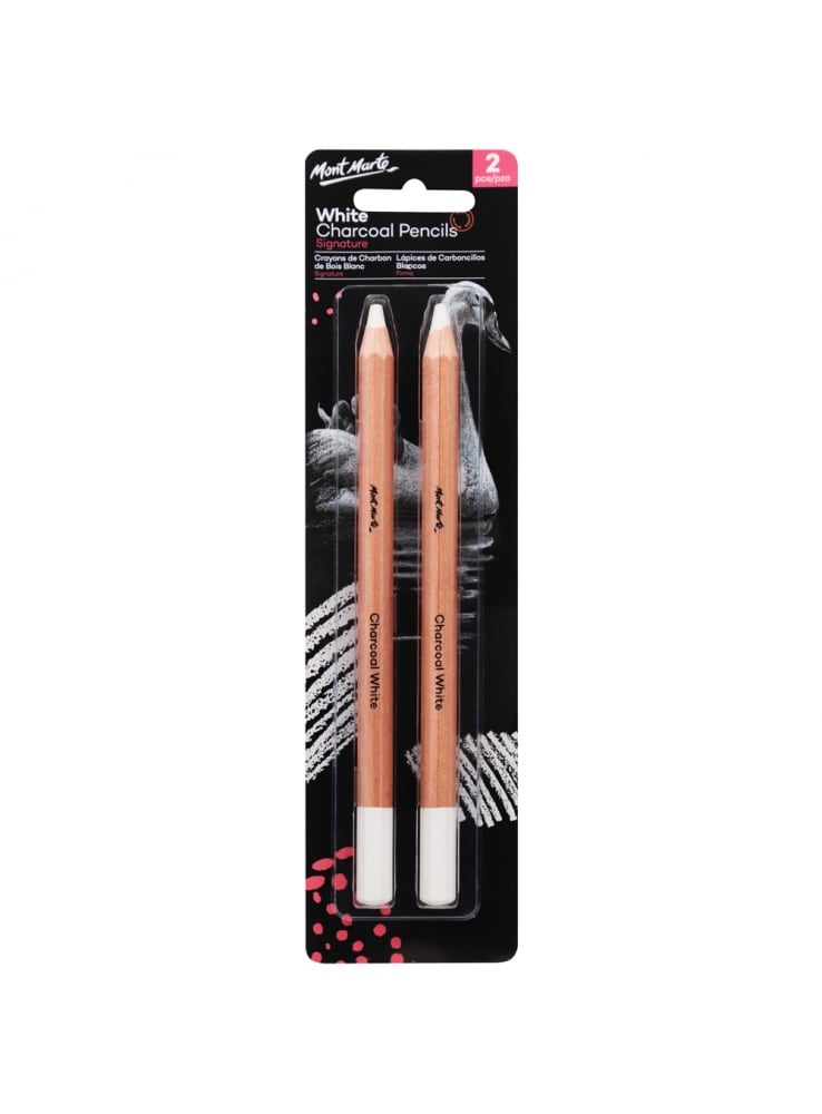 Mont Marte White Charcoal Pencils Lge Hex 2pc (MPN0097) | Reliance Fine Art |Charcoal & Graphite