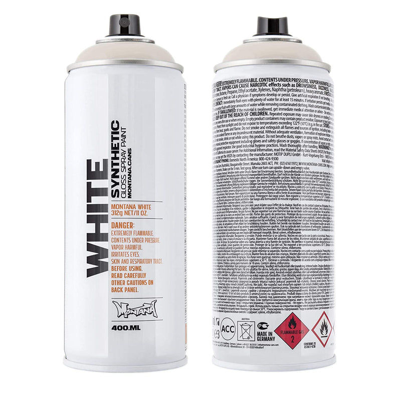 Montana Gold Acrylic Spray Paint 400 ML Ancient White High Gloss (WHT9100) | Reliance Fine Art |Spray Paint