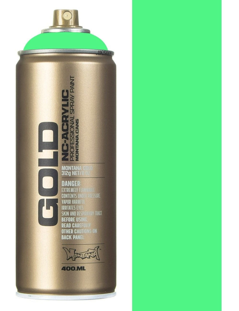Montana Gold Acrylic Spray Paint 400 ML Fluorescent Acid Green (F6000) | Reliance Fine Art |Spray Paint